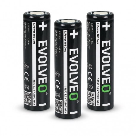 EVOLVEO LiPower 186 Core 2500, Li-ion baterie 18650 (3.7 V / 2500 mAh), 3ks